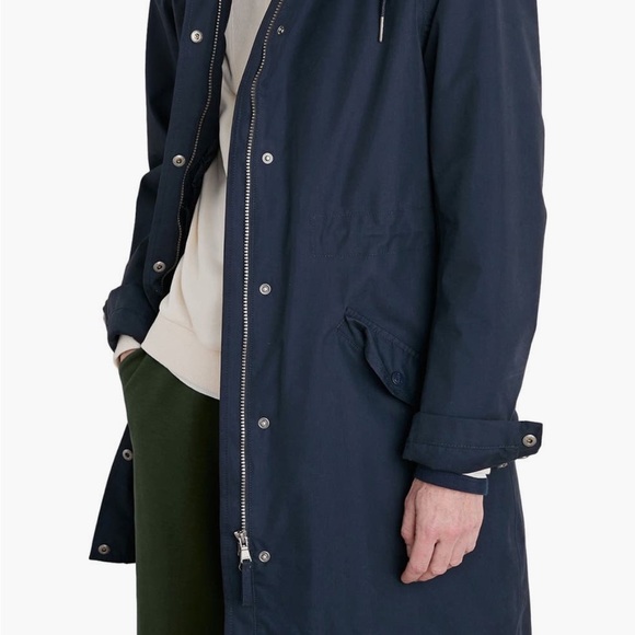 Navy blue Hooded Women's Coat - Picture 2 of 16